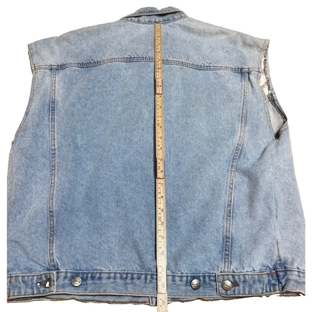 Johnny Hallyday Western Passion Vest XL Southwestern Beaded Denim Suede Blue